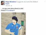 Diego Maradona condivide su Facebook la foto del Murales ai Quartieri Spagnoli